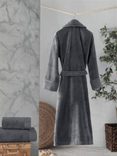 Load image into Gallery viewer, Cotton Bathrobe, Shawl Collar, Grey, Charcoal