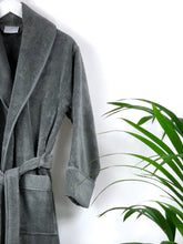 Load image into Gallery viewer, Unisex Shawl Collar Bathrobe Charcoal