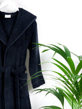 Load image into Gallery viewer, Unisex Hooded Bathrobe Navy