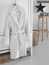 Load image into Gallery viewer, Kids bathrobe, hooded bathrobe, white